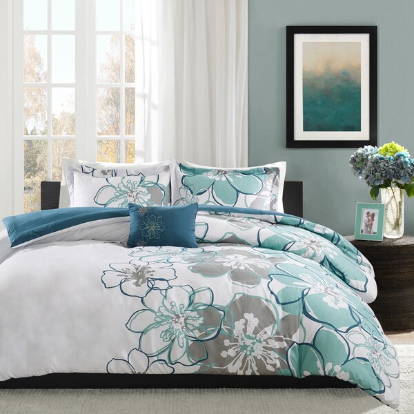 Mi Zone Skylar Blue/Grey Printed Duvet Cover Set