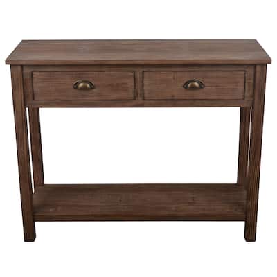 Decor Therapy Vintage Distressed Brown Wood Console Table