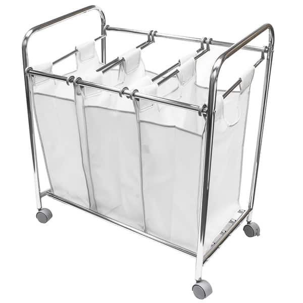 Shop Sorbus White Polyester And Metal Laundry Sorter Cart Basket