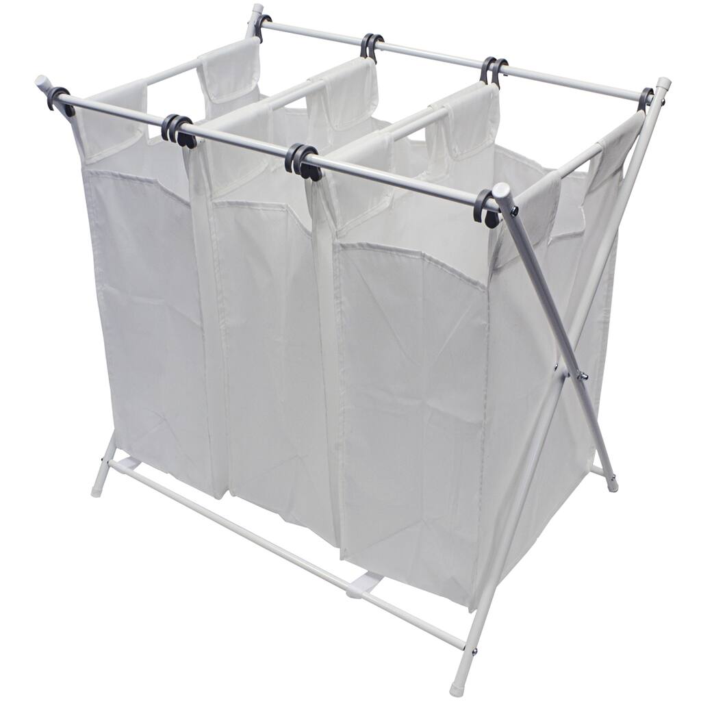 Sorbus White Folding Laundry Basket Hamper Cart with 3 Removable Bags