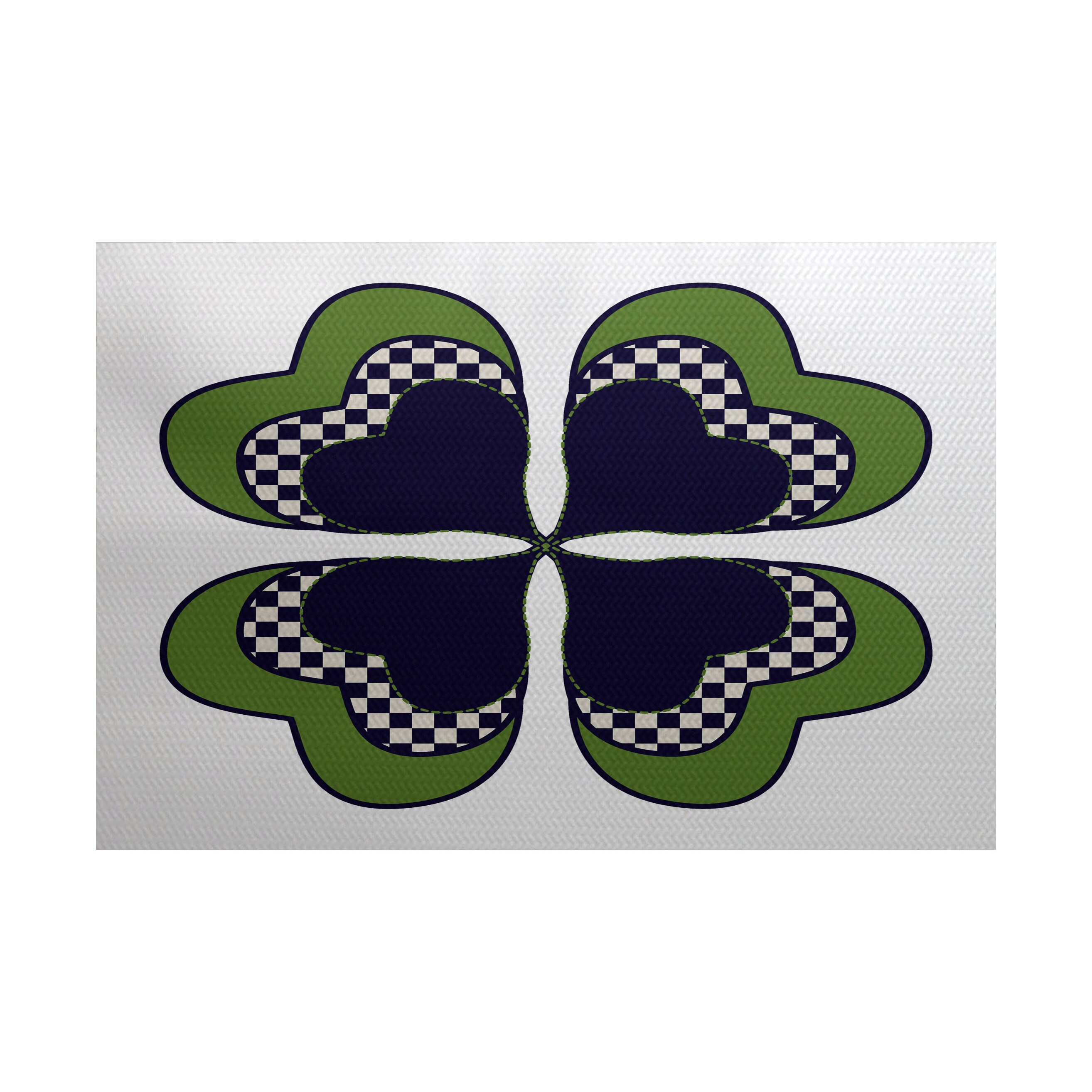 Four Leaf Clover Holiday Floral Print Indoor, Outdoor Rug - Bed 