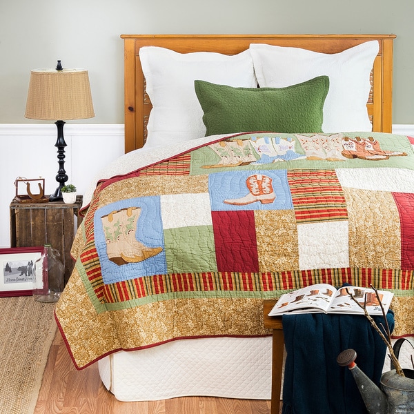 Vintage Boots Cotton Quilt (Shams Not Included)