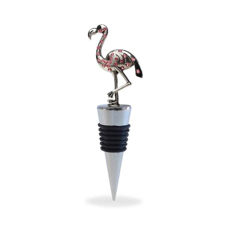 Cheers Flamingo Metal Wine Stopper – Elegant Vacuum Seal Reusable - 5 inches
