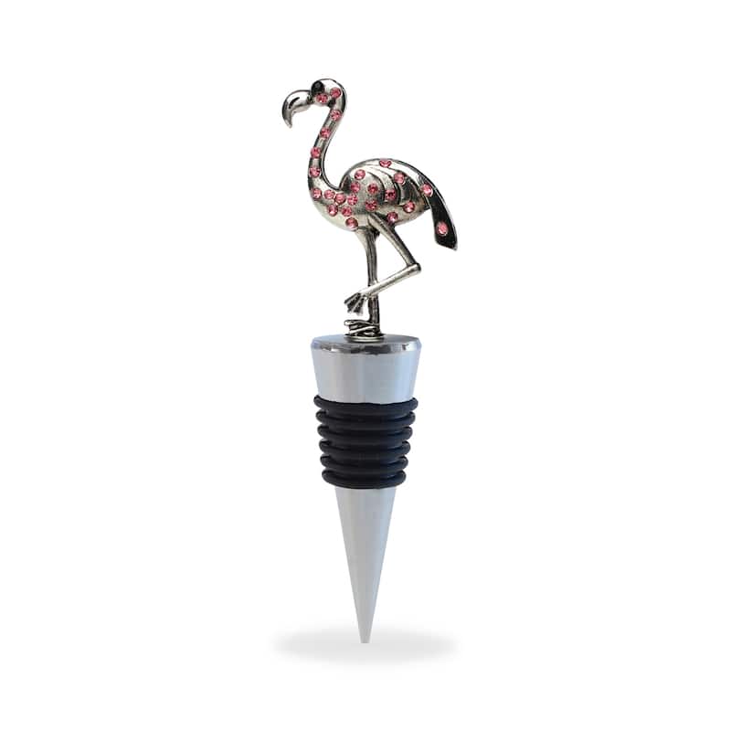 Cheers Flamingo Metal Wine Stopper – Elegant Vacuum Seal Reusable - 5 inches