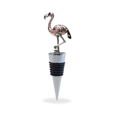 Cheers Flamingo Metal Wine Stopper – Elegant Vacuum Seal Reusable - 5 inches
