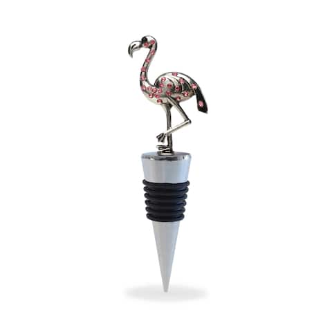 Cheers Flamingo Metal Wine Stopper  Elegant Vacuum Seal Reusable - 5 inches