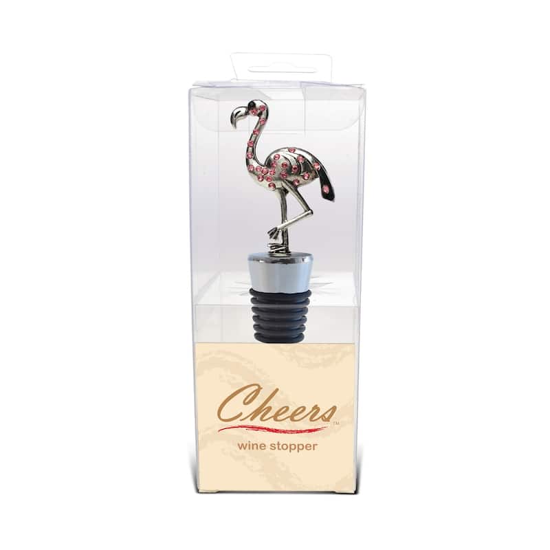 Cheers Flamingo Metal Wine Stopper – Elegant Vacuum Seal Reusable - 5 inches