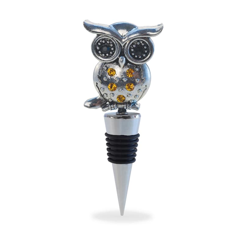 Puzzled Inc. Multicolored Metal Black Bear and Owl Wine Stopper Set