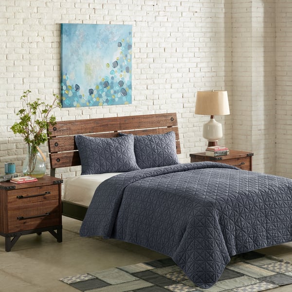 INK+IVY Morris Blue Cotton Solid Coverlet Set Overstock 12899862