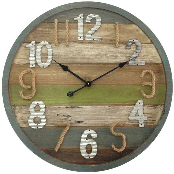 Infinity Instruments Multicolor Wood 27.5-inch Round Wall Clock - Bed ...