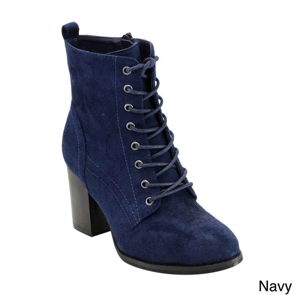 womens navy blue ankle booties