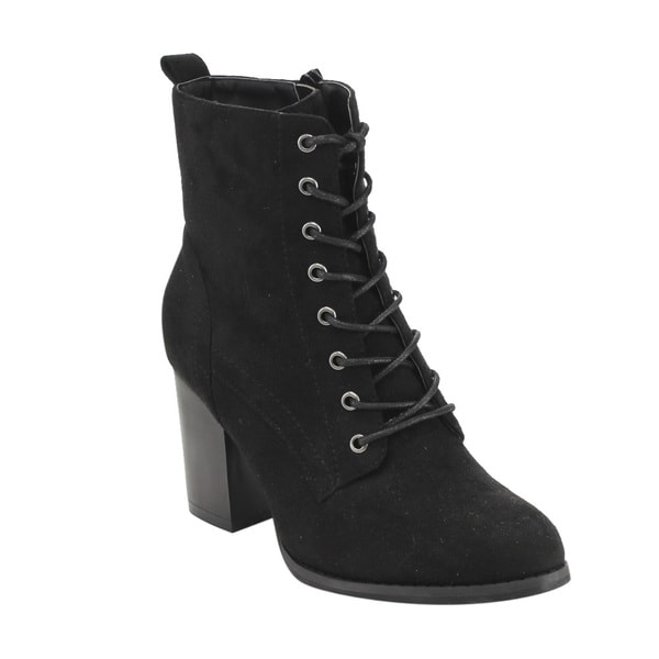 black lace up suede ankle boots