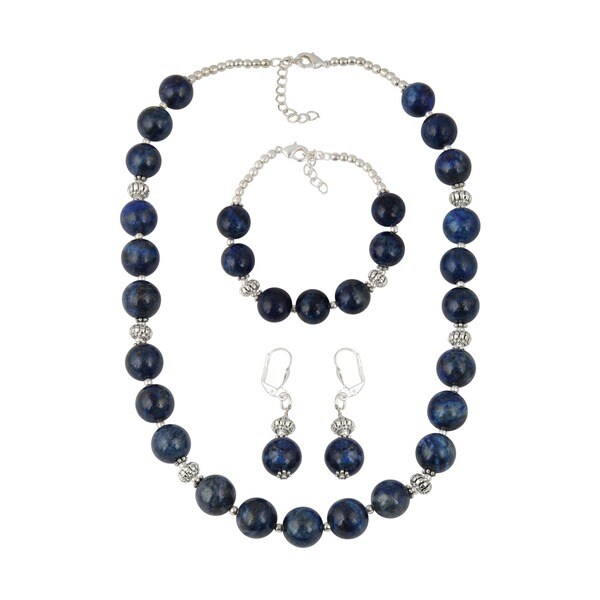 lapis lazuli necklace and earrings