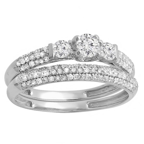 elora 14k white gold 78ct tdw round diamond 3 stone bridal engagement ring - Engagement Rings With Wedding Band Set elora 14k white gold 78ct tdw round diamond 3 stone bridal engagement ring - Engagement Rings With Wedding Band Set