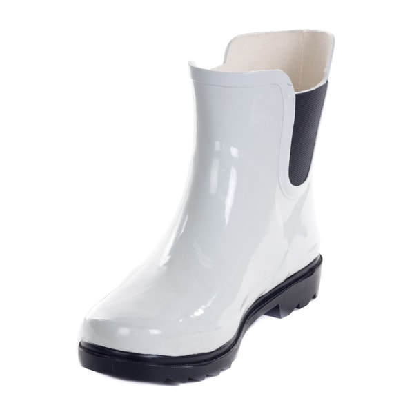 white ankle rain boots