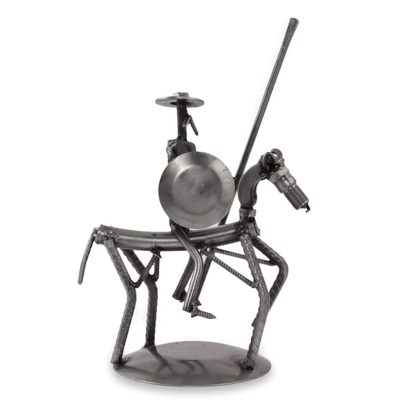 Handmade Recycled Auto Parts 'Eco Friendly Quixote' Sculpture (Mexico)