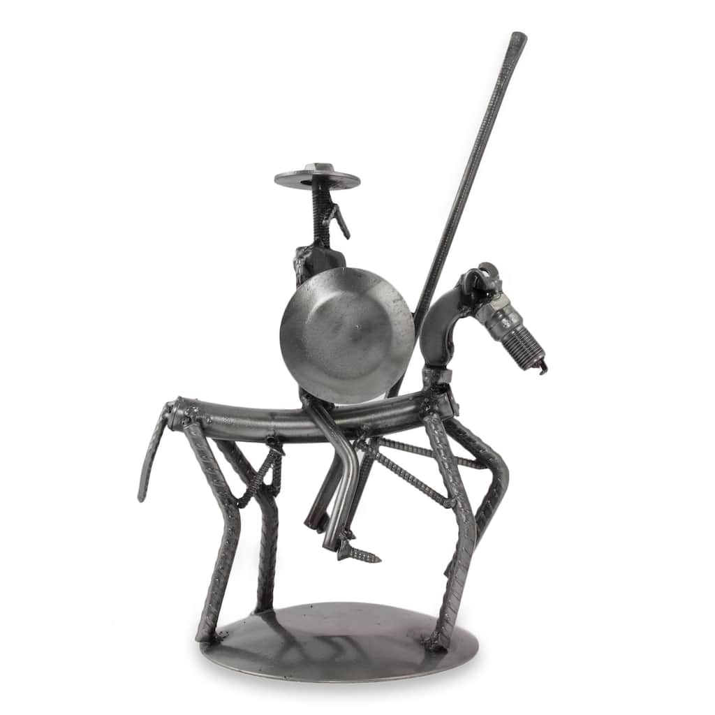 Handmade Recycled Auto Parts 'Eco Friendly Quixote' Sculpture (Mexico)