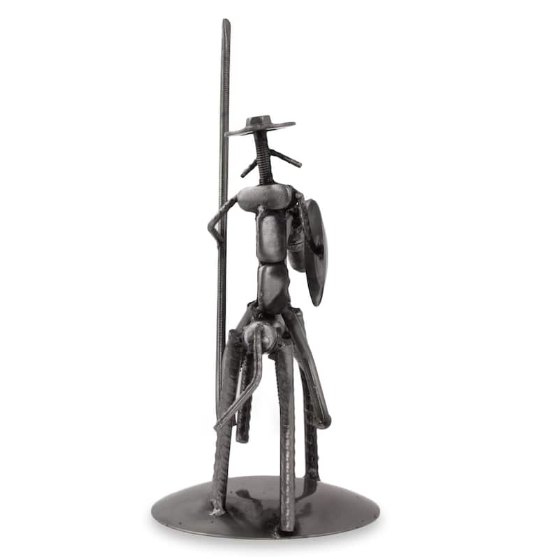 Handmade Recycled Auto Parts 'Eco Friendly Quixote' Sculpture (Mexico)