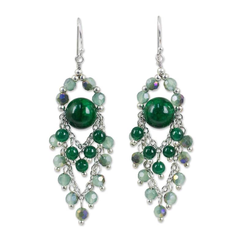 Handmade Sterling Silver 'Brilliant Meteor' Quartz Earrings (Thailand) - 2.6*0.8