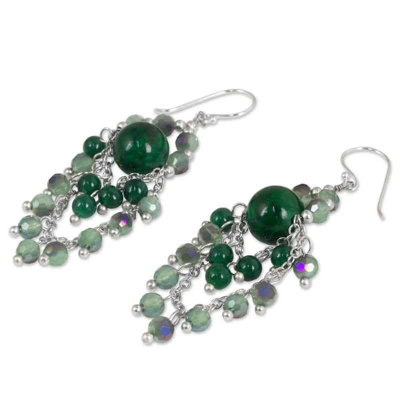 Handmade Sterling Silver 'Brilliant Meteor' Quartz Earrings (Thailand) - 2.6*0.8