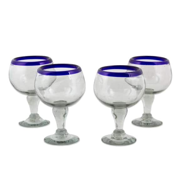 Goblet Glass Set of 12 Wine Water Cobalt Blue Lunch Dinner Glasses 16-ounce  NEW