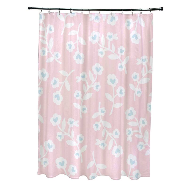 Valentines Floral Holiday Floral Print Shower Curtain - Pink