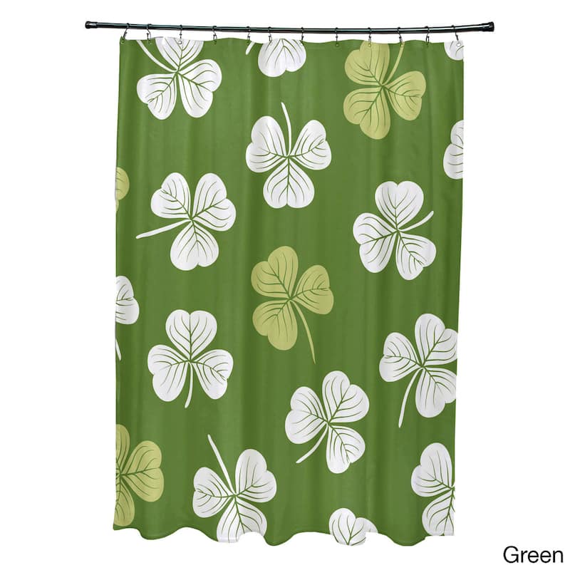 Lucky Holiday Floral Print Shower Curtain - Green