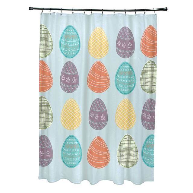 Eggs-ellent. Holiday Geometric Print Shower Curtain - Blue