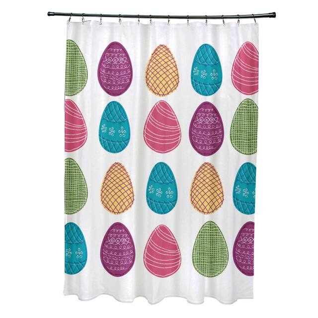 Eggs-ellent. Holiday Geometric Print Shower Curtain - White