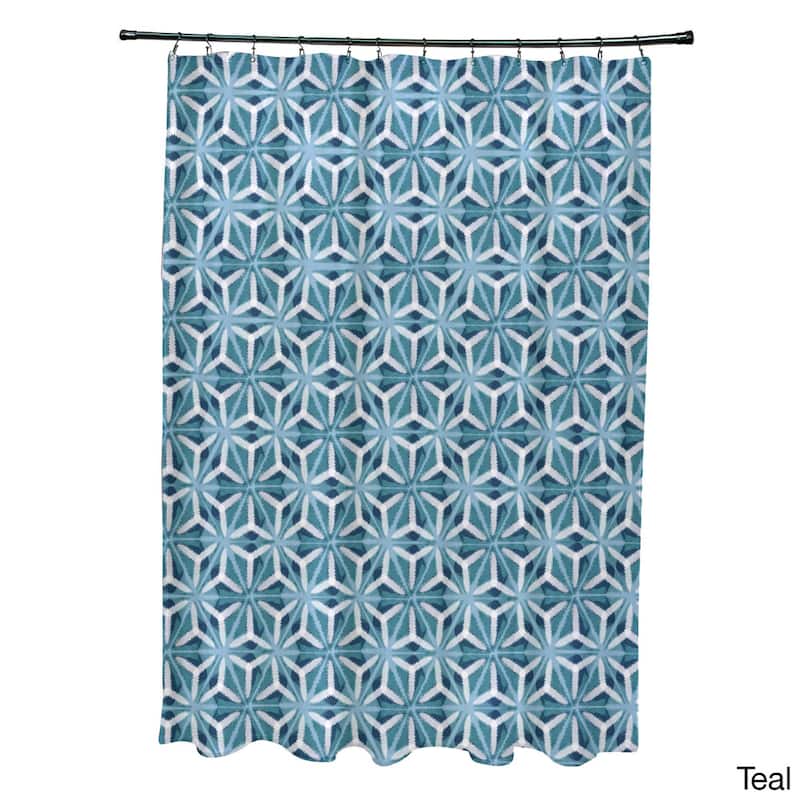 Water Mosaic Geometric Print Shower Curtain - Blue