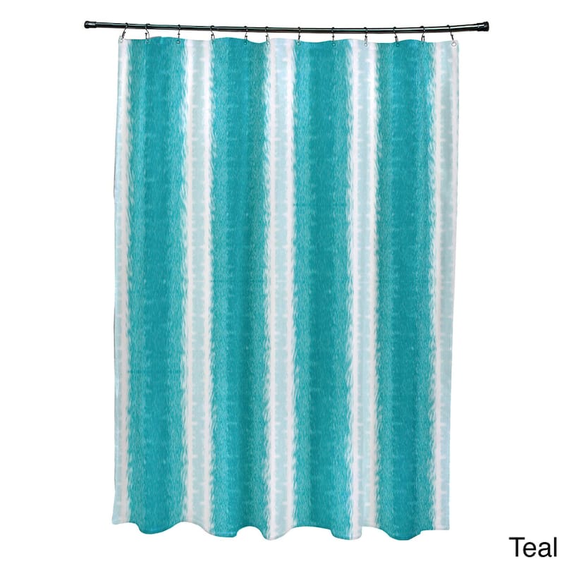 Sea Lines Stripe Print Shower Curtain - Lake Blue