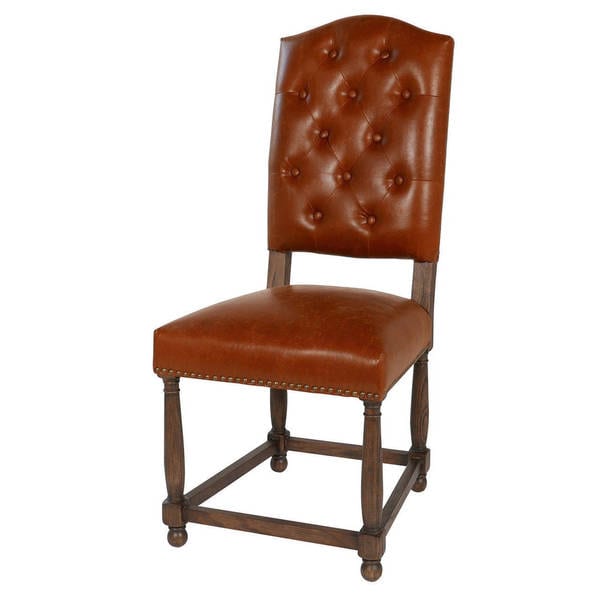 Shop Dynasty Button Tufted Parsons Dining Chair, Brown ...