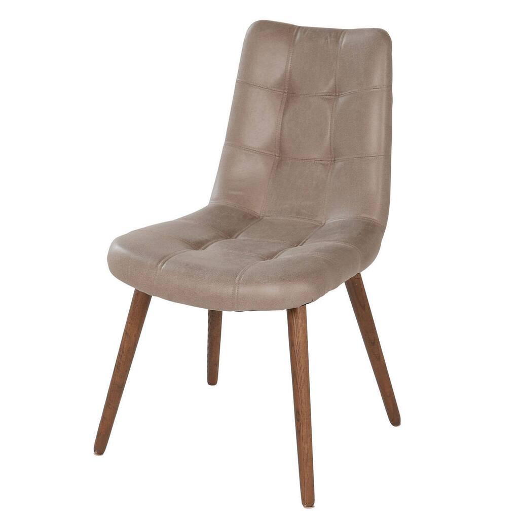 Alamo Grey Tufted Leather Dining Chair