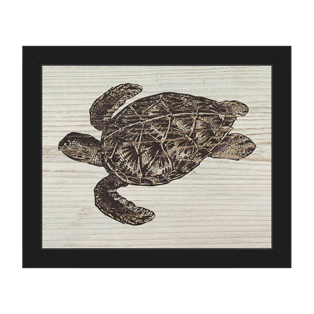 Shop Rustic Sea Turtle Brown Framed Canvas Wall Art Overstock 12915281