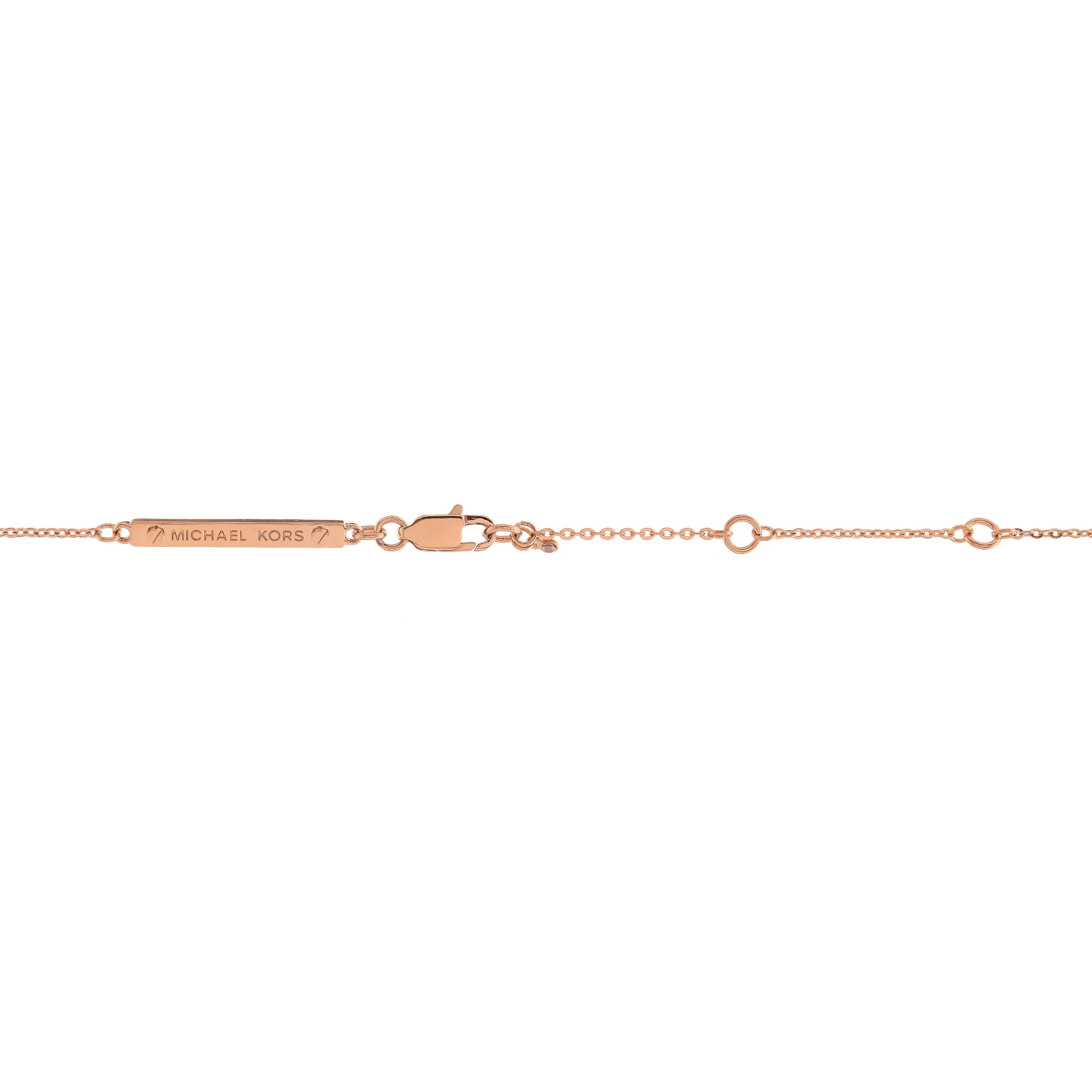 michael kors rose gold crystal logo disc pendant