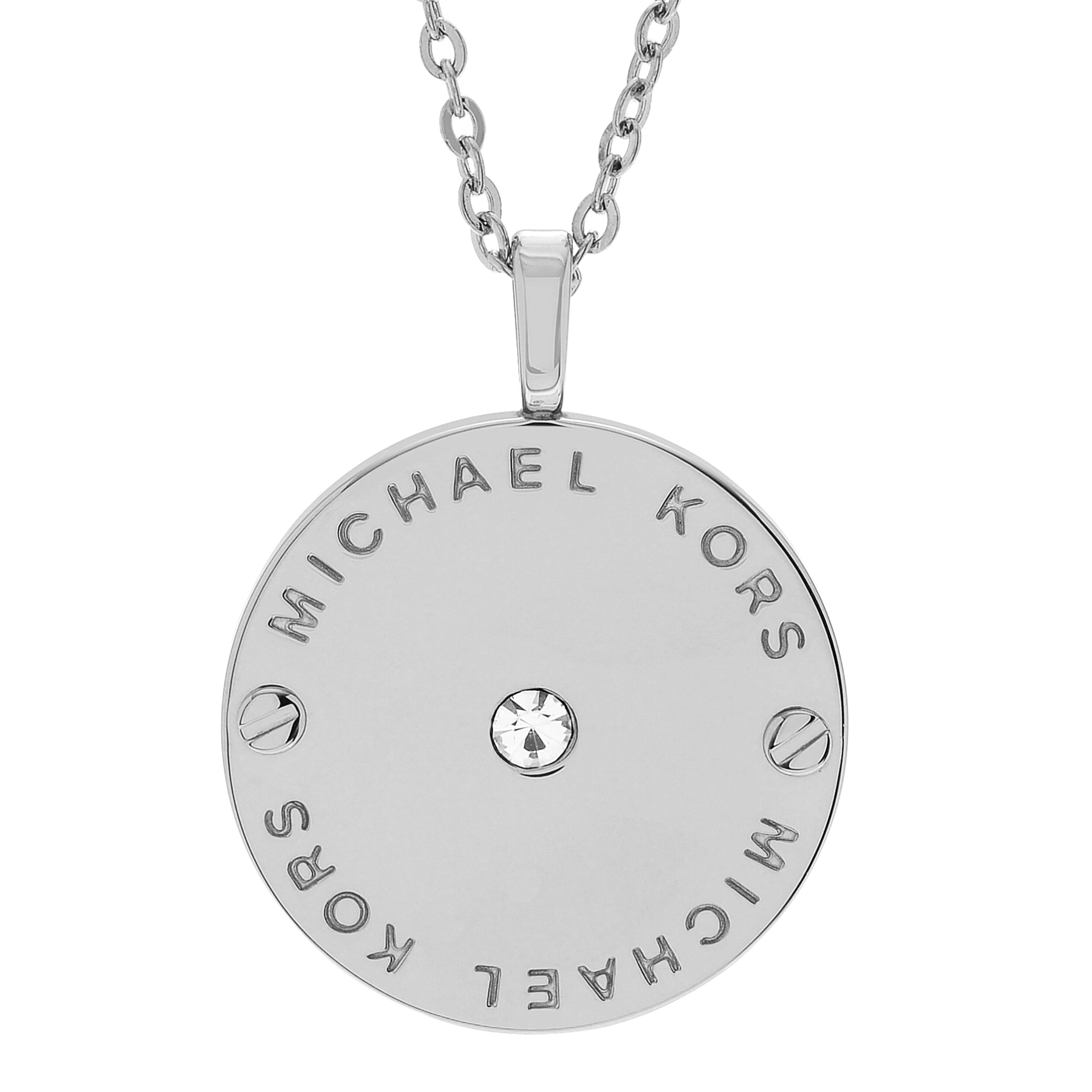 michael kors branded disc necklace