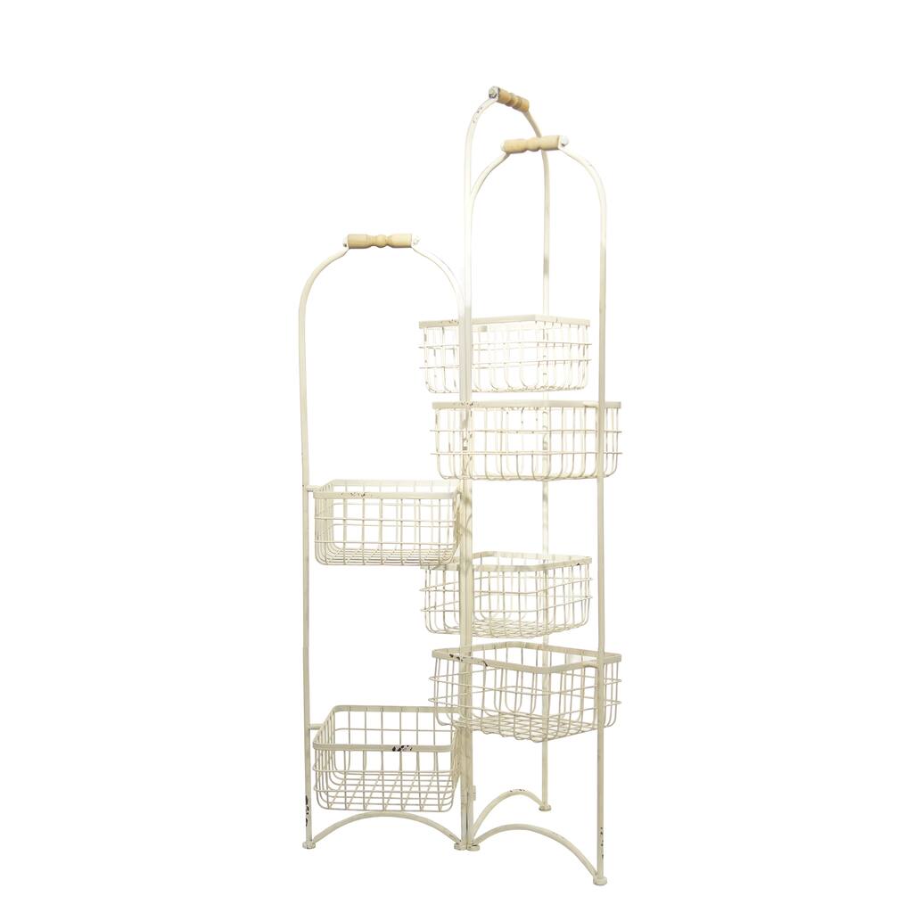 White Metal 6-Bin Storage Rack