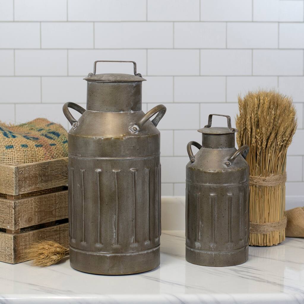 Grey Metal 2-piece Milk Jug Set