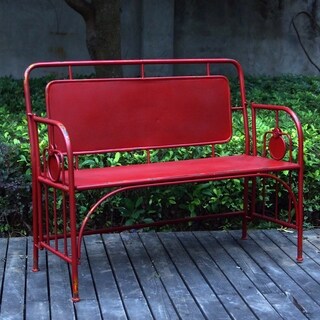 ikea red metal garden bench