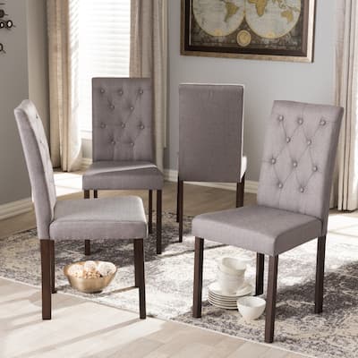 Porch & Den Ashford Contemporary Dark Brown Finished and Fabric Upholstered 4-piece Dining Chairs