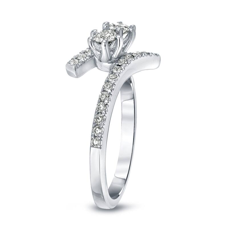 Auriya 14k Gold 1/2ct TDW 2-Stone Round Diamond Engagement Ring