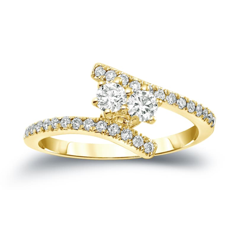 Auriya 14k Gold 3/4ct TDW Round 2-Stone Diamond Engagement Ring (J-K, I1-I2)