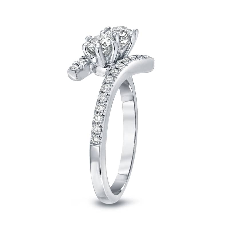 Auriya 14k Gold 1ct TDW Round 2-Stone Diamond Engagement Ring (J-K, I1-I2)