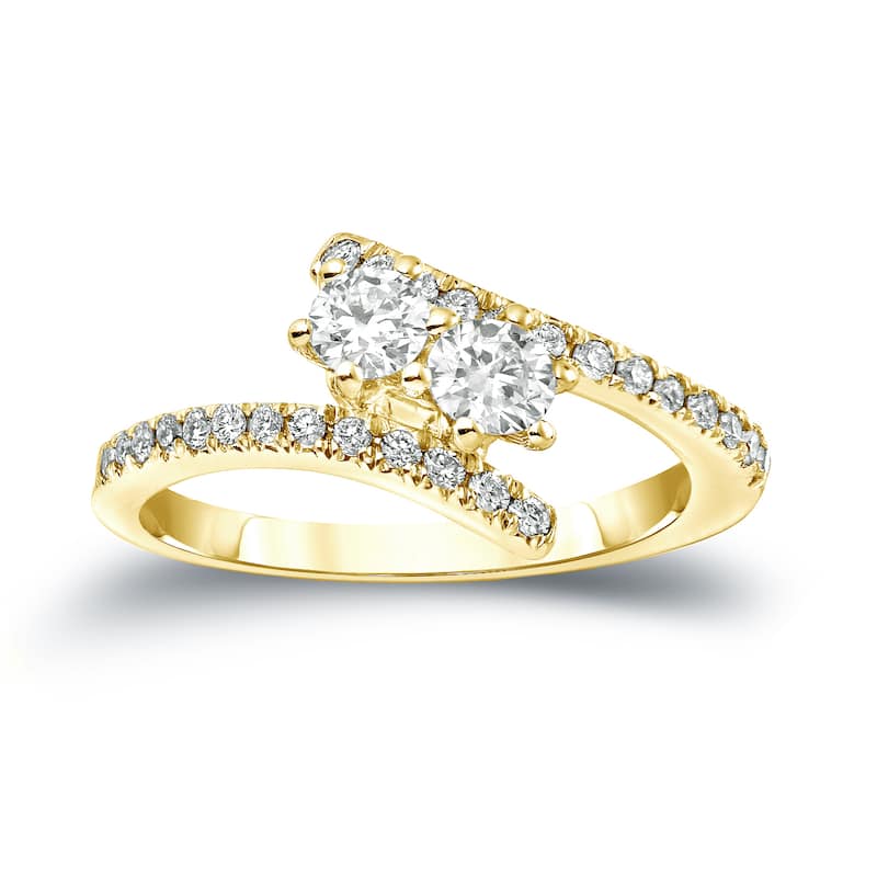 Auriya 14k Gold 1ct TDW Round 2-Stone Diamond Engagement Ring (J-K, I1-I2)