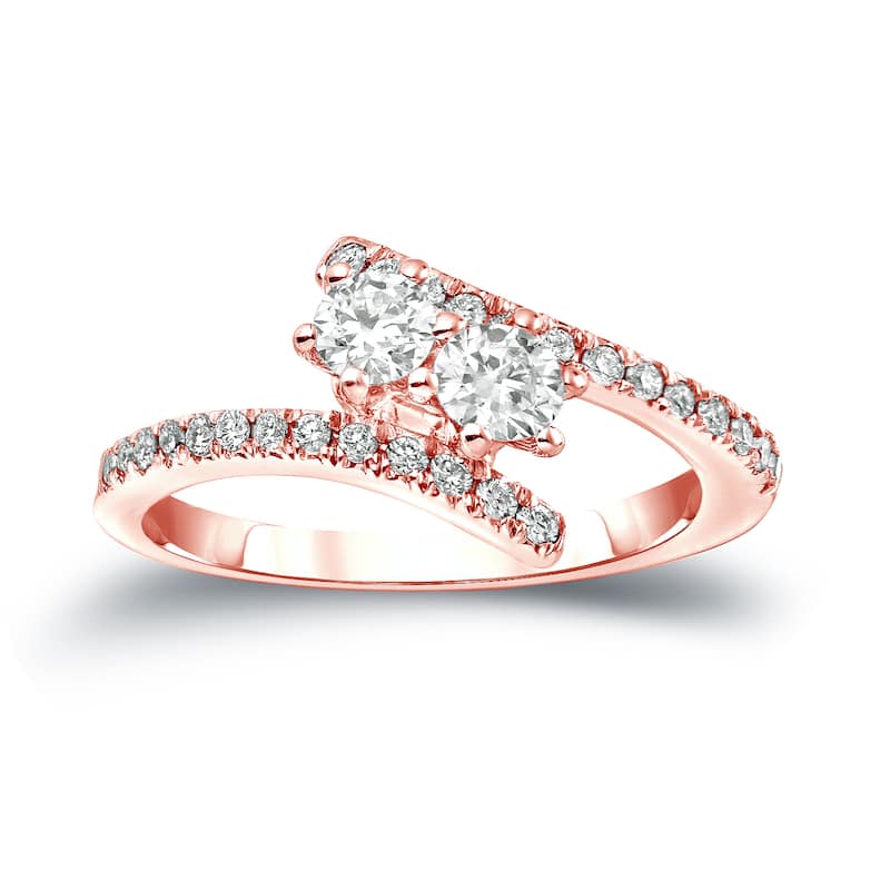 Auriya 14k Gold 1ct TDW Round 2-Stone Diamond Engagement Ring (J-K, I1-I2)