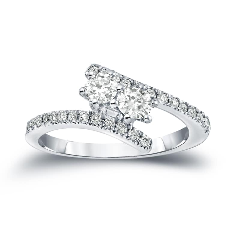 Auriya 14k Gold 1ct TDW Round 2-Stone Diamond Engagement Ring (J-K, I1-I2)