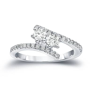 Auriya 14k Gold 1ct TDW Round 2-Stone Diamond Engagement Ring (J-K, I1-I2)