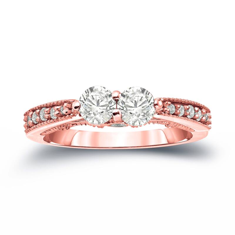 Auriya 14k Gold Vintage 1/2ct TDW 2-Stone Diamond Engagement Ring
