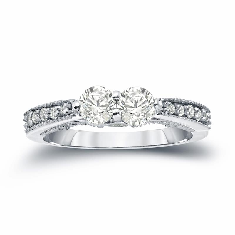 Auriya 14k Gold Vintage 1/2ct TDW 2-Stone Diamond Engagement Ring