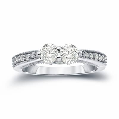 Auriya 14k Gold Vintage 1/2ct TDW 2-Stone Diamond Engagement Ring